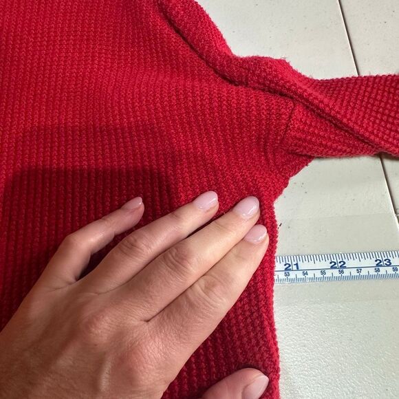Gap Women’s Red‎ Thermal Waffle Knit Sweater Top Size Medium - Picture 8 of 9